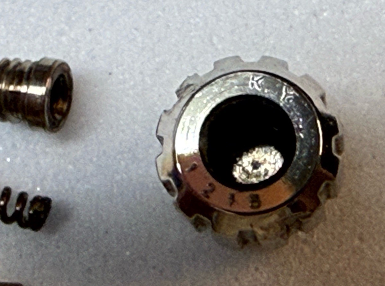 Tag Heuer Watch Crown And Parts, Marked KY 1218, 6.61mm x 5.12mm Parts Or Repair