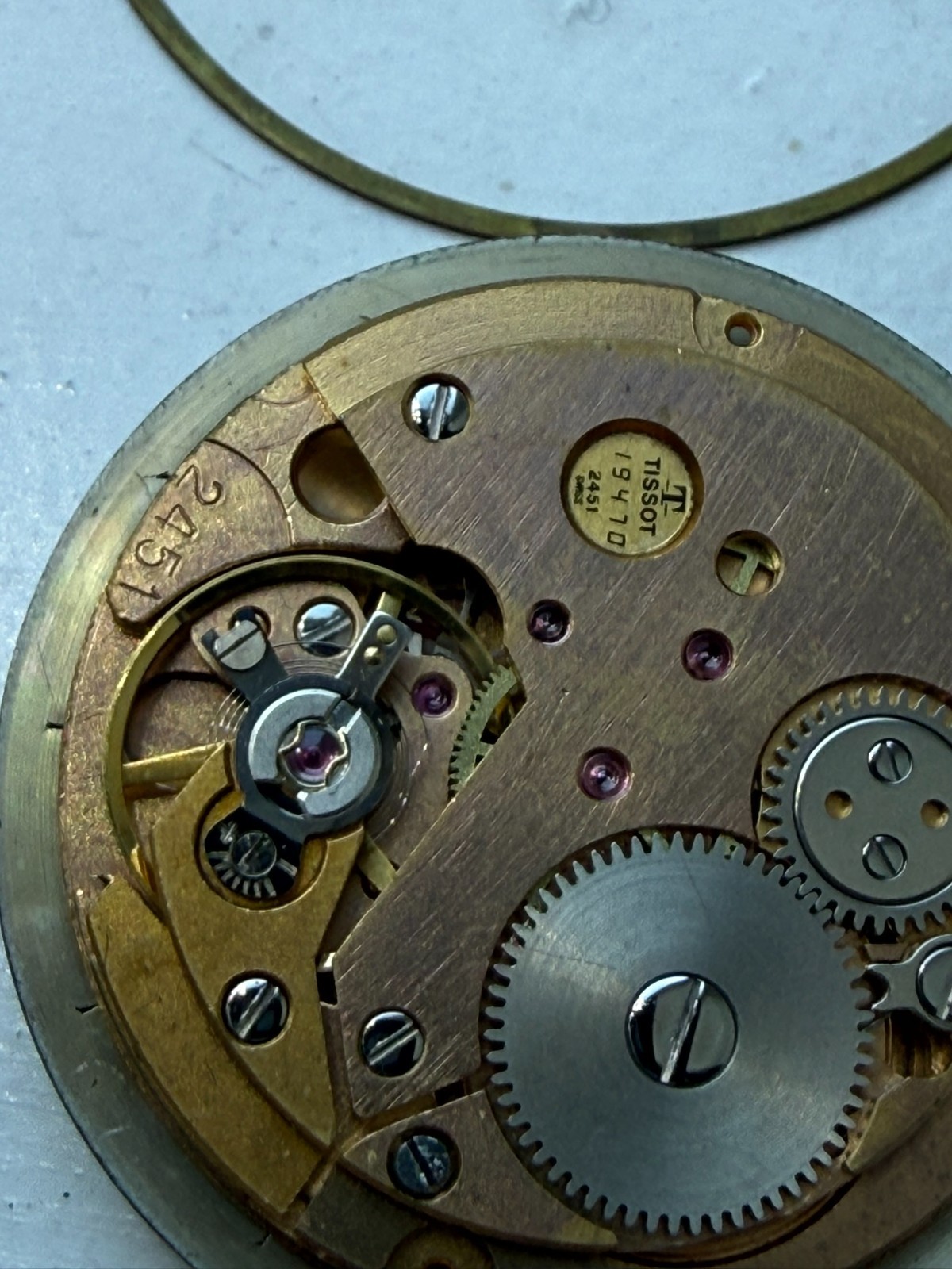 Tissot Seastar Seven 2451 Manual Watch Movement + Dial + Hands + Crown + Stem