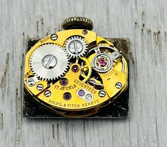 Vintage Solvil Titus Geneve Cal 1677 Wrist Watch Movement 17J & Dial Running
