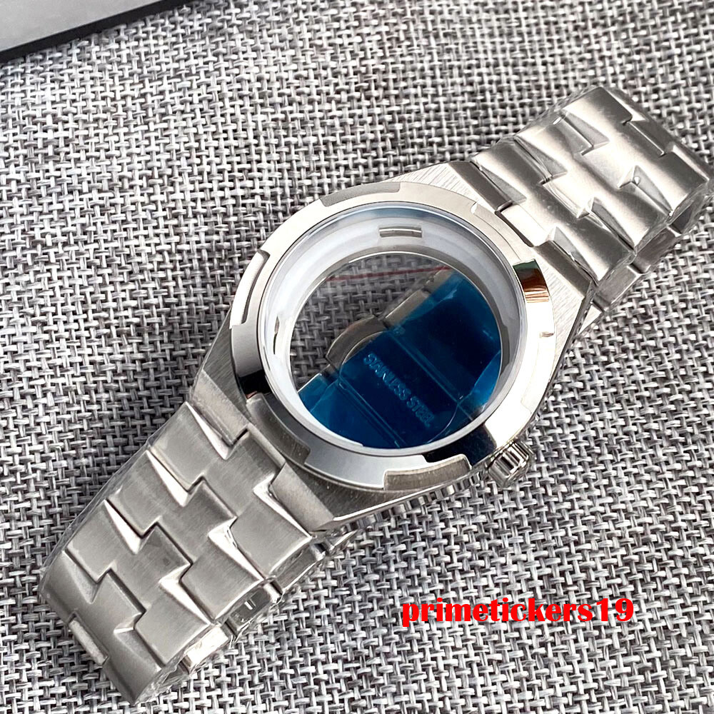 41mm Watch Case Transparent Back Bracelet Sapphire 33mm Dial Hands Fit NH35 Movt