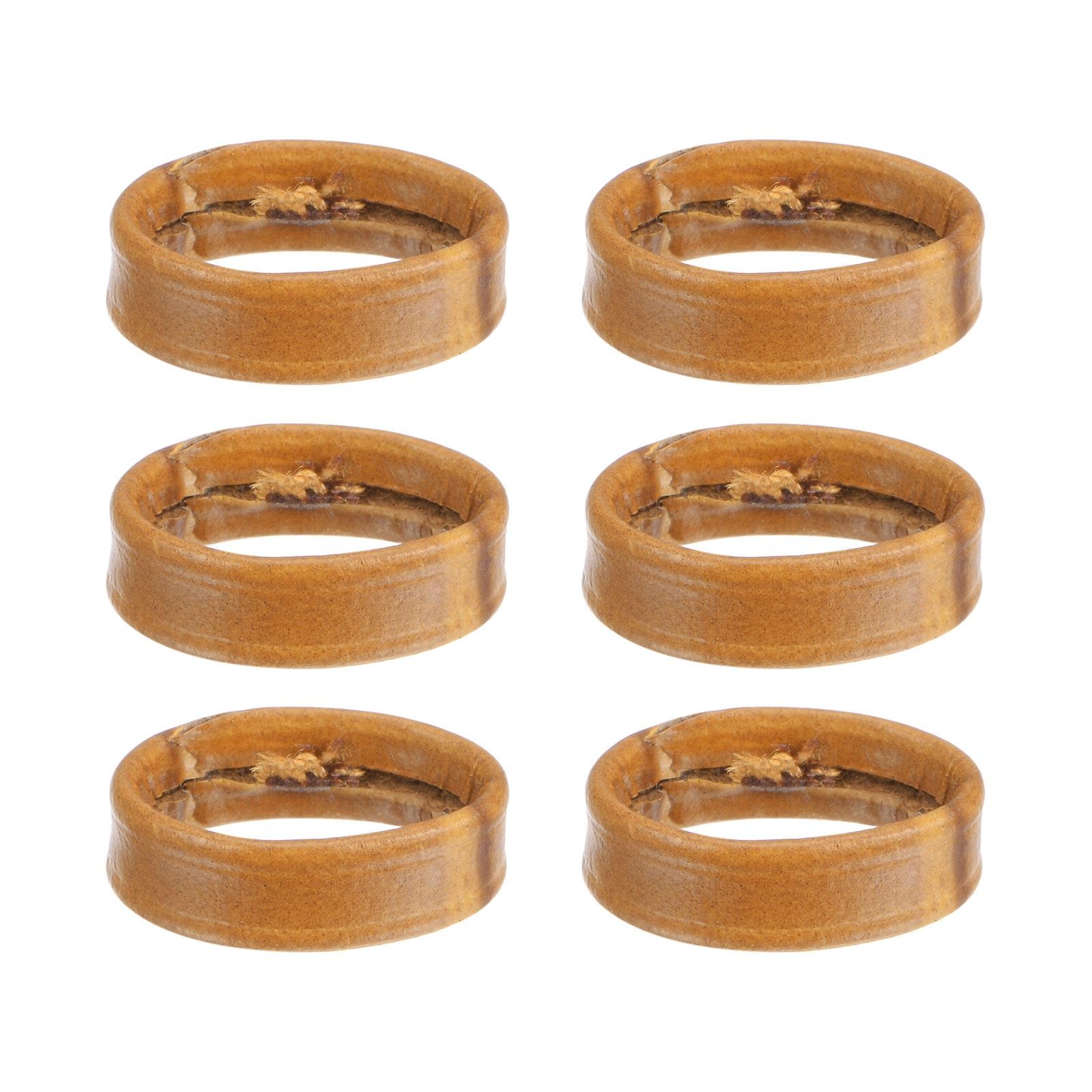 6 Pcs PU Leather Loops Retaining Ring for 14mm Width Watch Band, Brown