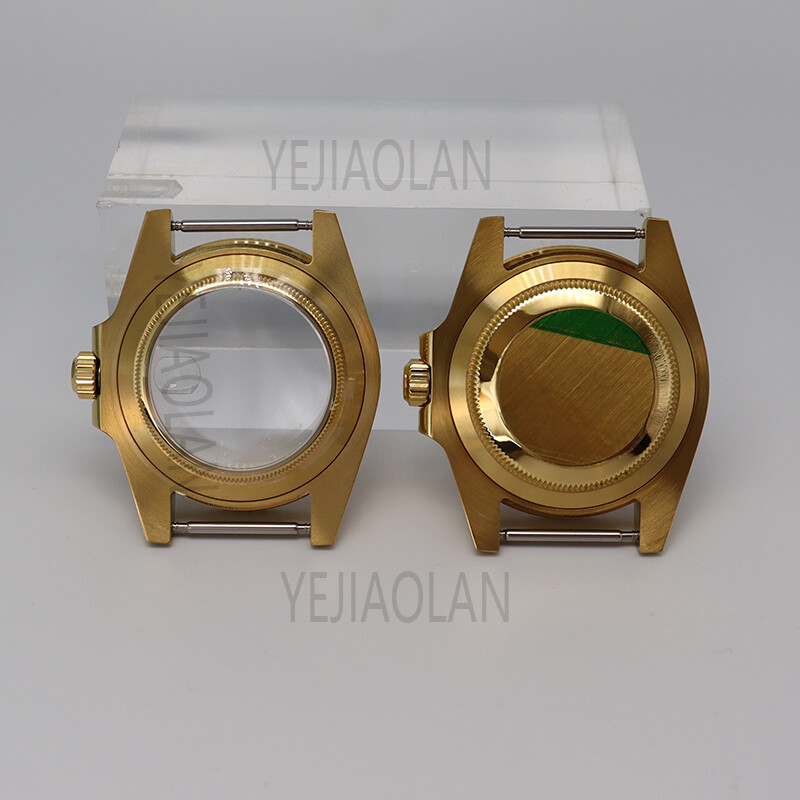 40mm Gold Diver Watch Case Sapphire Glass For Sieko Nh35 Nh36 2824 8215 Movement