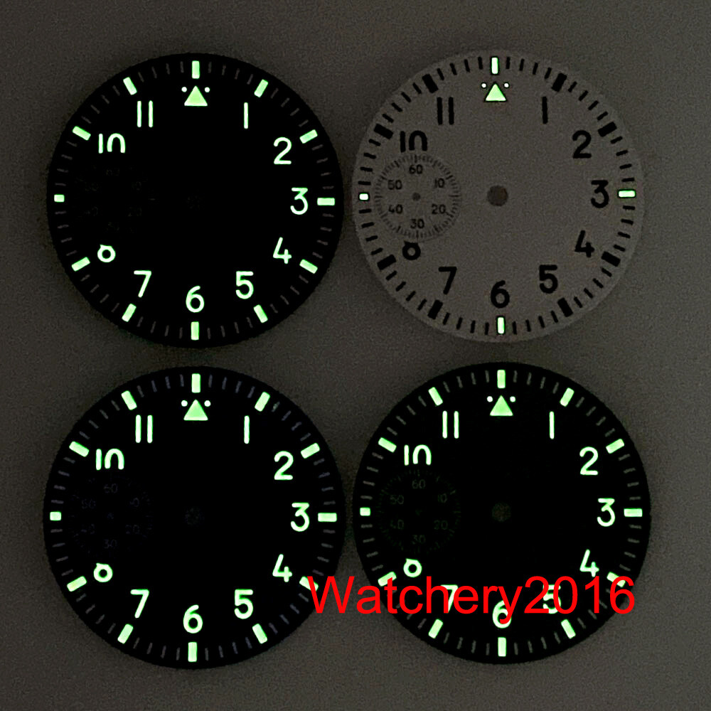 Manual Brushed 42mm Watch Case Luminous index Blue Green Dial Fit ETA 6497