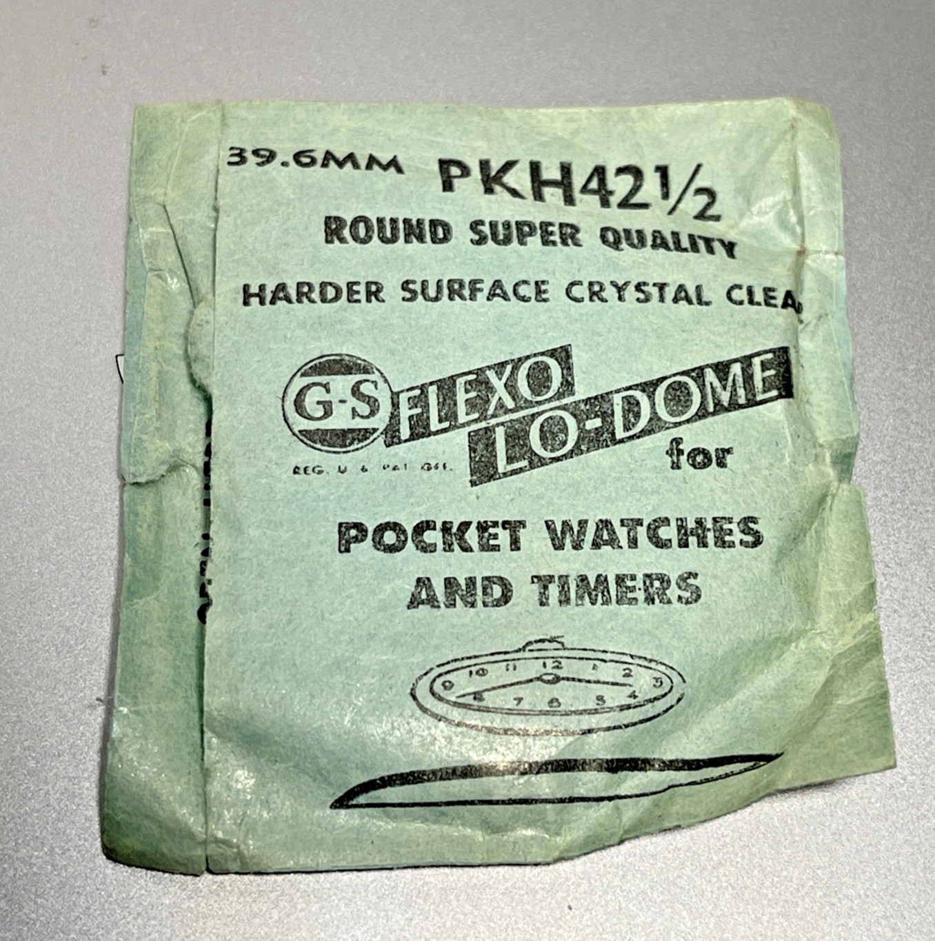 G-S Flexo Lo-Dome Crystal Pocket Watches & Timers PKH 42.5 39.6mm Vintage NOS
