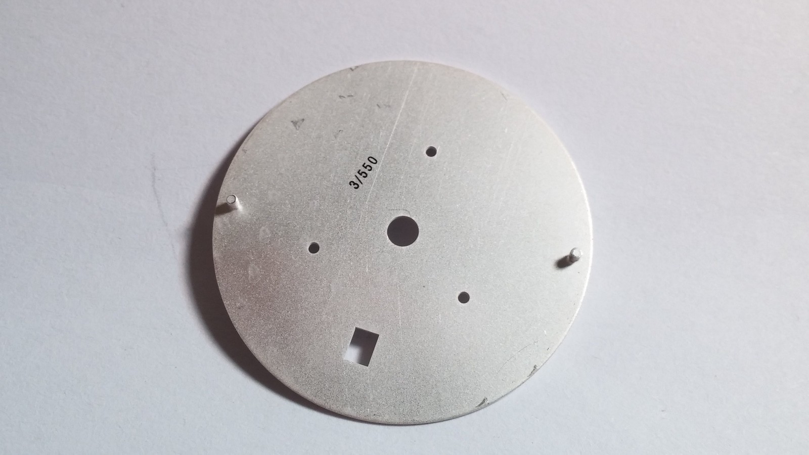 Movado Vizio dial, white, red, black, date window, chrono, 31.6mm diameter