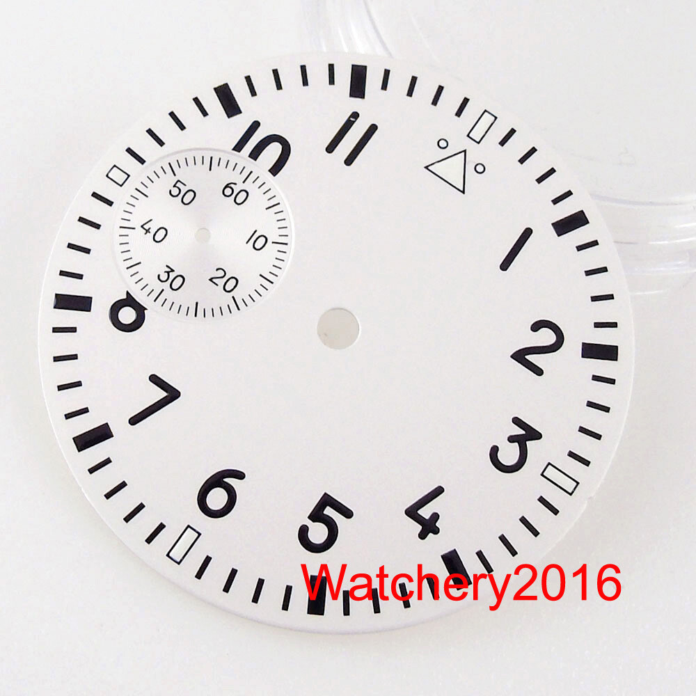 Manual Brushed 42mm Watch Case Luminous index Blue Green Dial Fit ETA 6497
