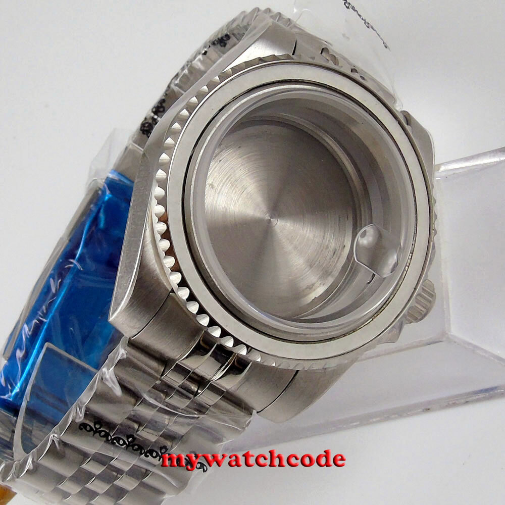 40mm Sapphire Glass Steel Watch Case fit NH35 NH36 miyota Movement jubilee strap