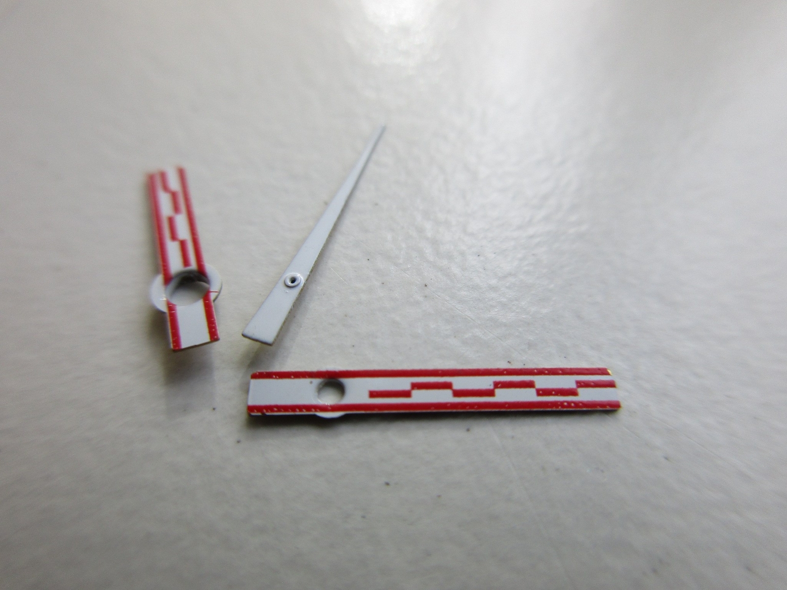 Set of 3 Red-white Sport Rally ~ racing watch hands AS cal. 2063 – 150/90/21