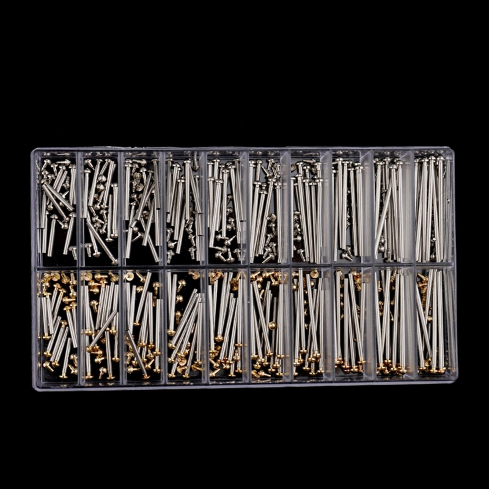 200Pcs 10mm-20mm Assorted Watch Band Tube Pins Bracelet Rivet Box