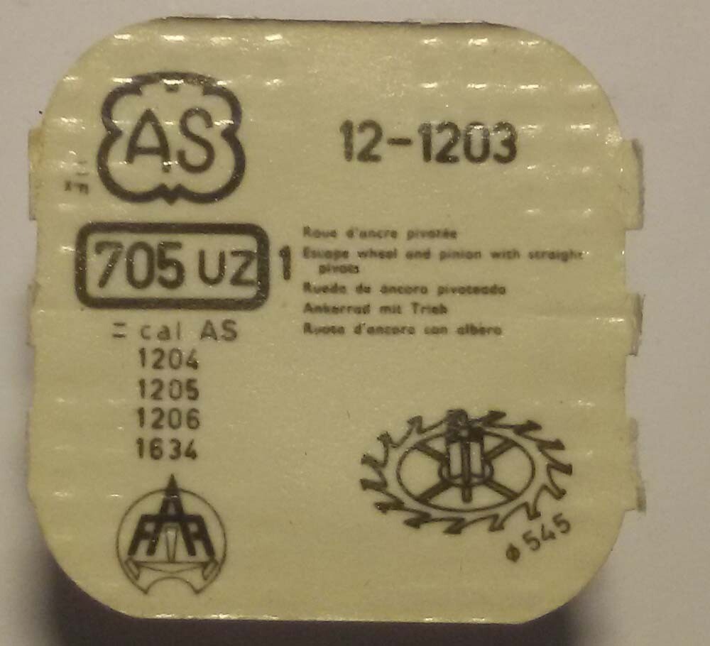 AS CAL. 1203-1208, 1263, 1266, 1267, 1634 ANCHOR WHEEL PART No. 705 ~NOS~
