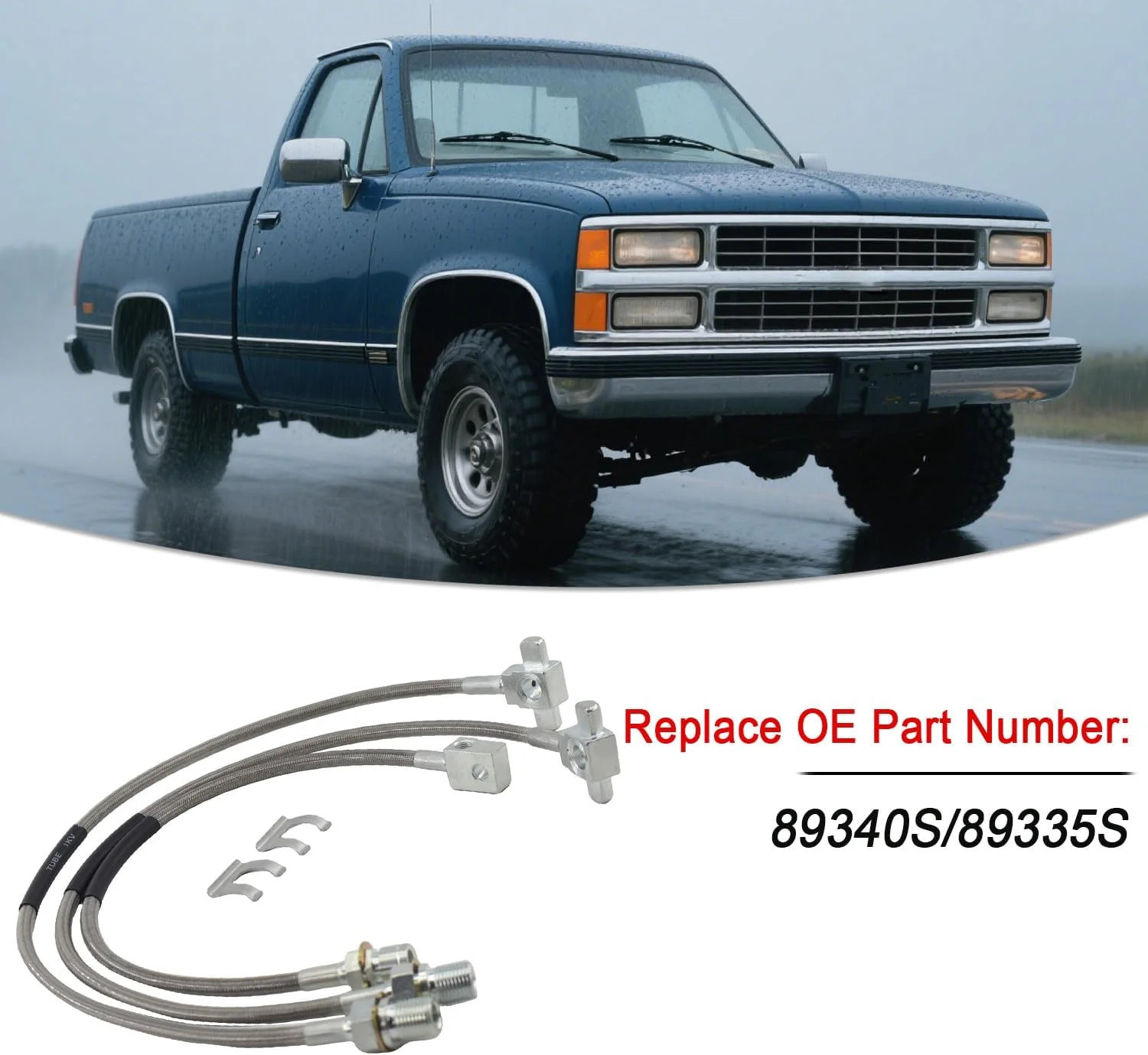 3PCS Stainless Steel Brake Lines Set Fits Chevy GMC C K Truck 4-6 Lift Durable