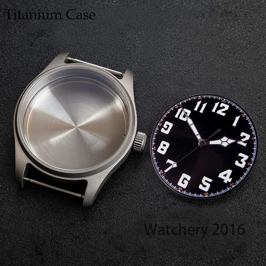 39mm Pilot Titanium Watch Case Fit NH35 Miyota 8215 ETA2824 Auto Movement Watch