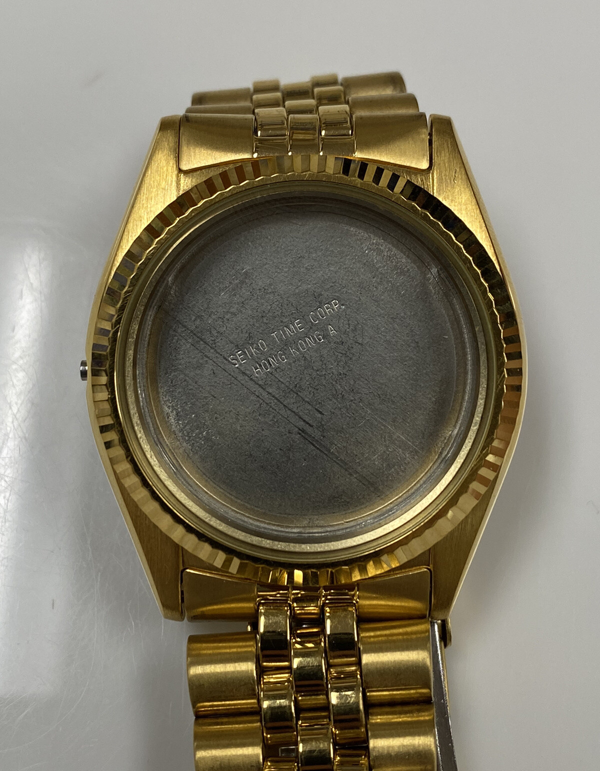 Original Seiko 7N43-8111/8119 Gold Tone Quartz Watch Case w/ Bracelet