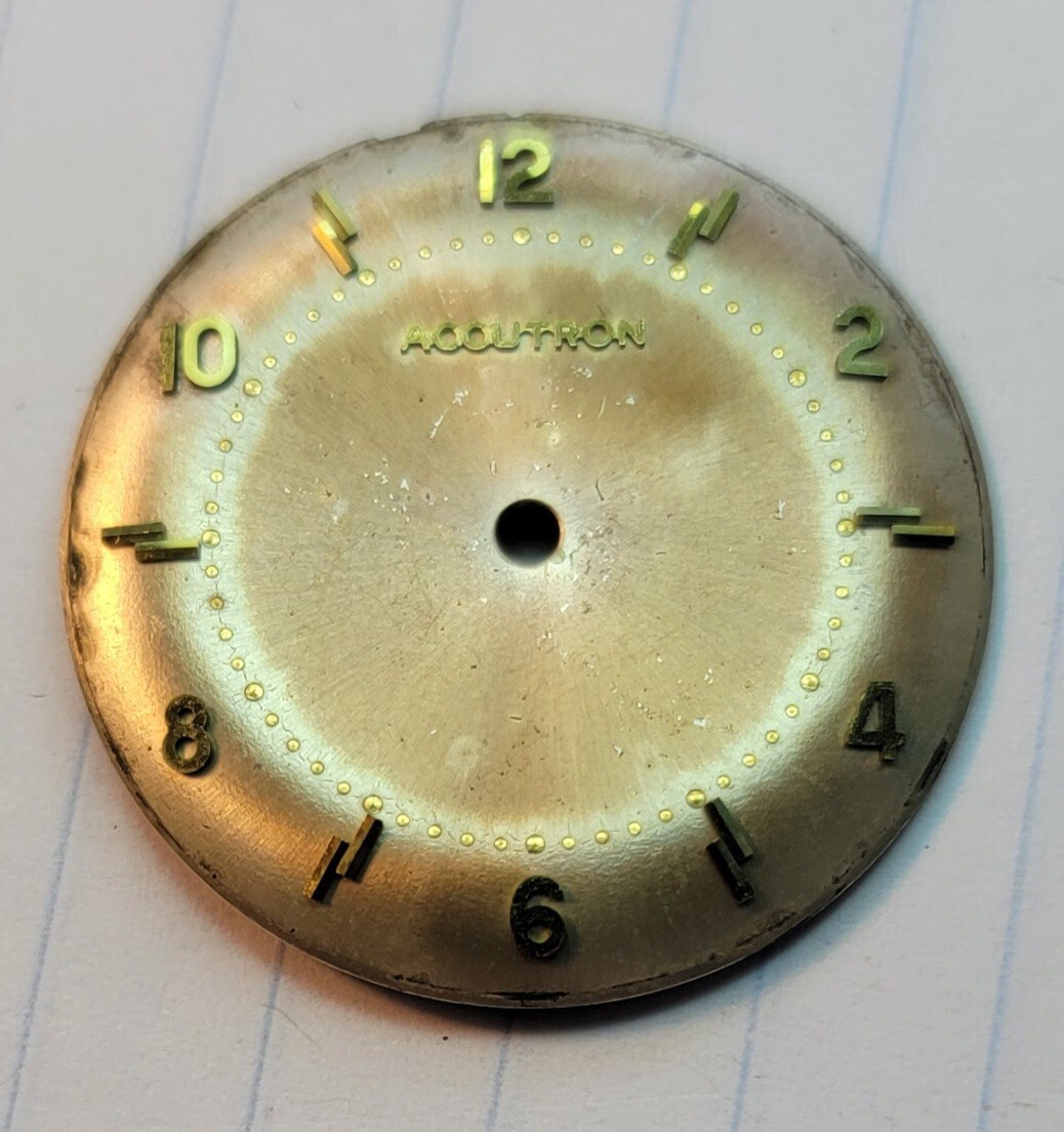 BULOVA ACCUTRON 214 Mens WATCH DIAL 1960s – 1970s Gold Tone Markers