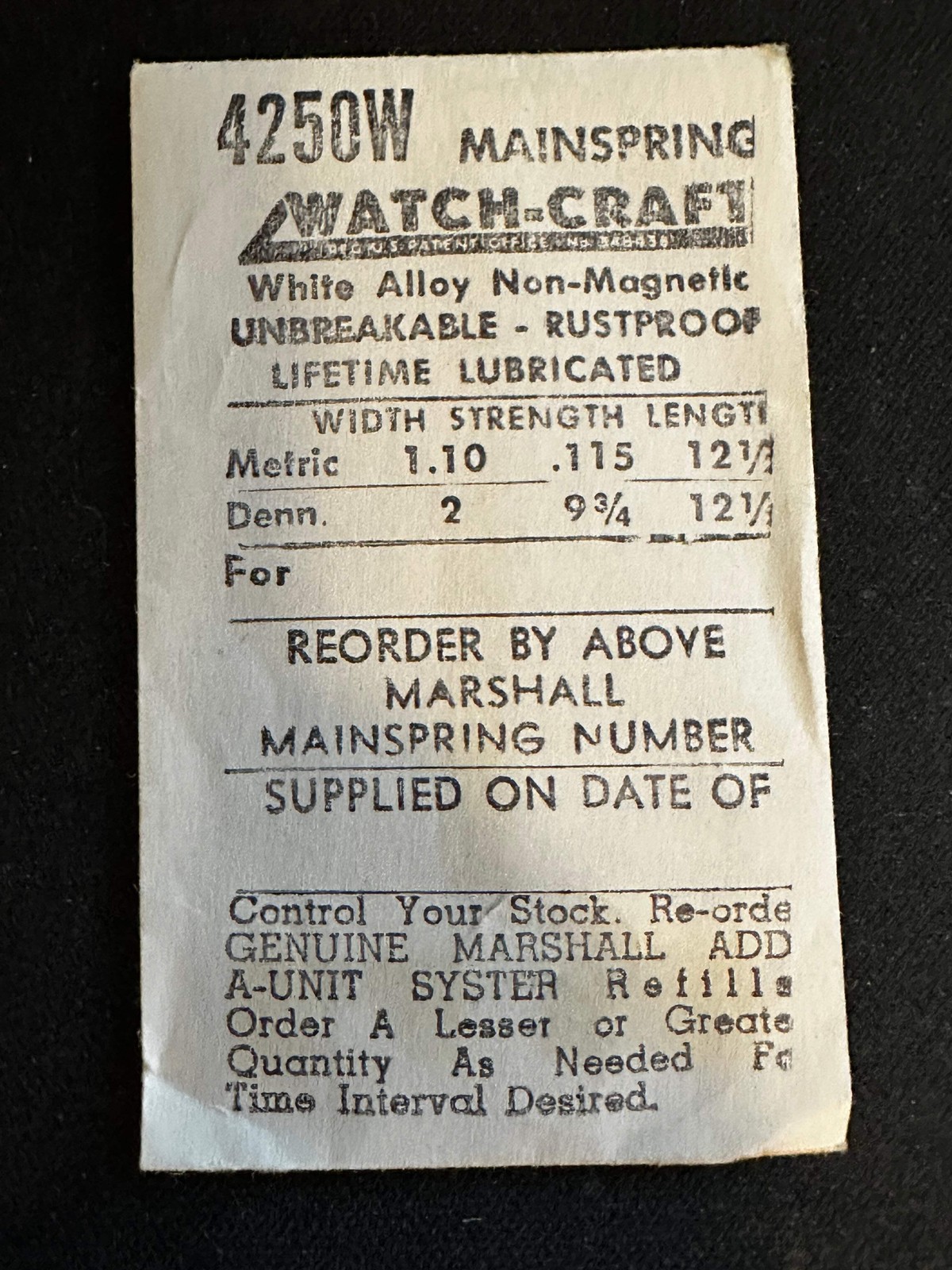 WATCH-CRAFT Mainspring 4250W for Pierce caliber 812 – Alloy