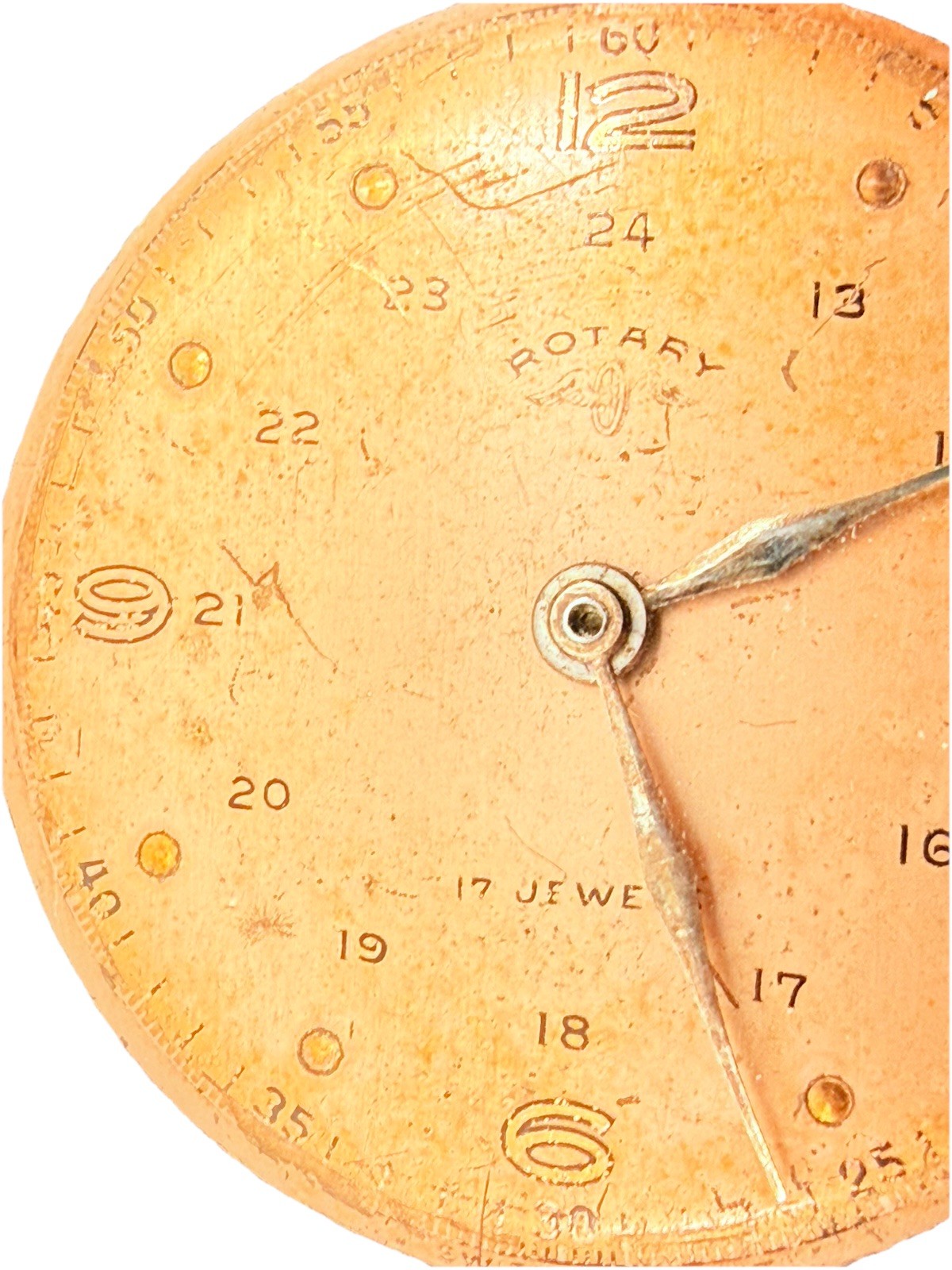 Vintage Rotary 17J Swiss Watch Movement Cal 4/680 Dial Hands Parts Repair