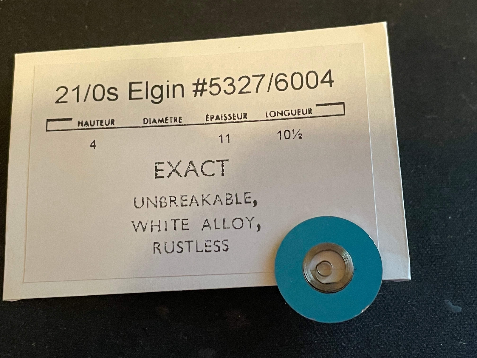 Elgin 21/0s Mainspring No. 5327 / 6004 (EXACT) – Alloy