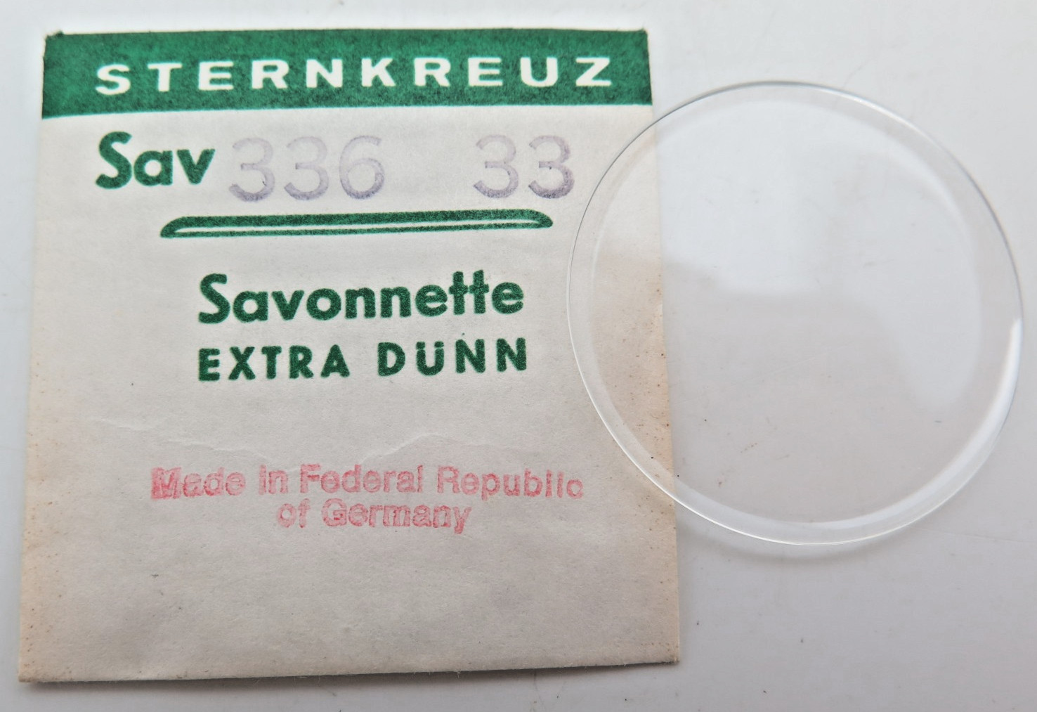 Sternkreuz 33 Savonnette 33.6 mm Acrylic Hunting Case Pocket Watch Crystal NOS