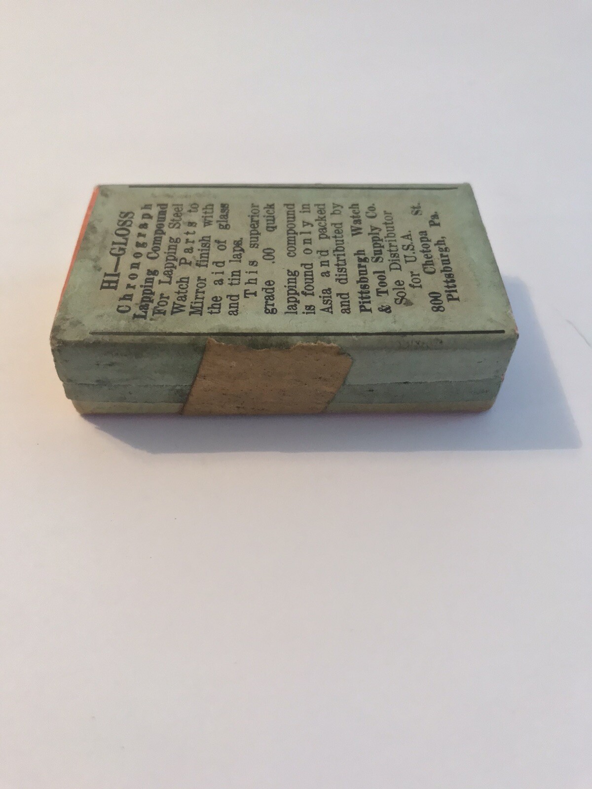 Vintage Pittsburgh Watch & Tool Co Chronograph Lapping Compound Watchmaker Box