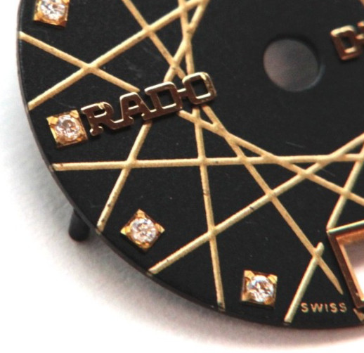 VINTAGE GENUINE RADO DIASTAR Watch Dial Black w/ Diamonds 17mm Missing Logo