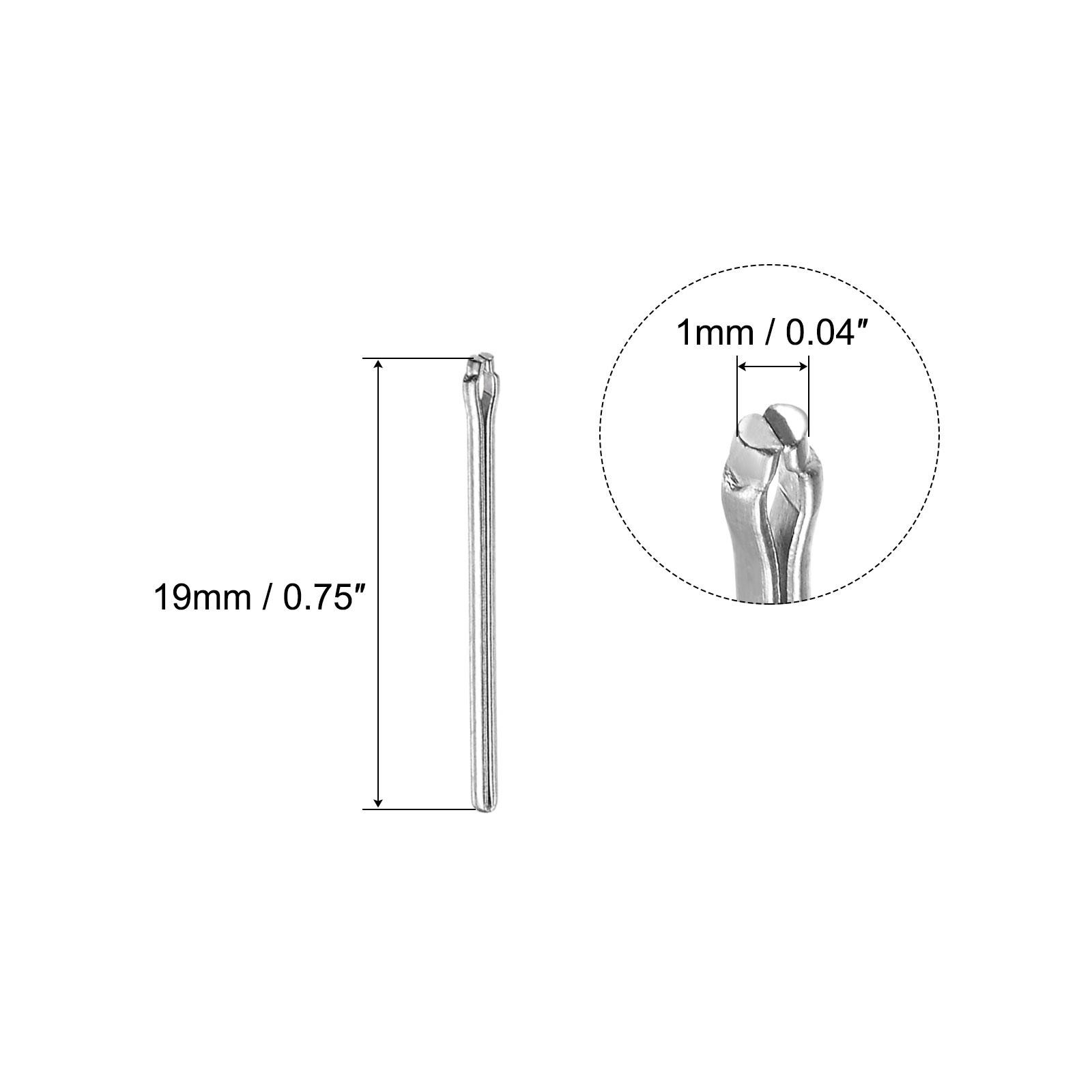 15Pcs 19mm Watch Band Link Cotter Pin Stainless Steel 1mm Dia. Silver Tone
