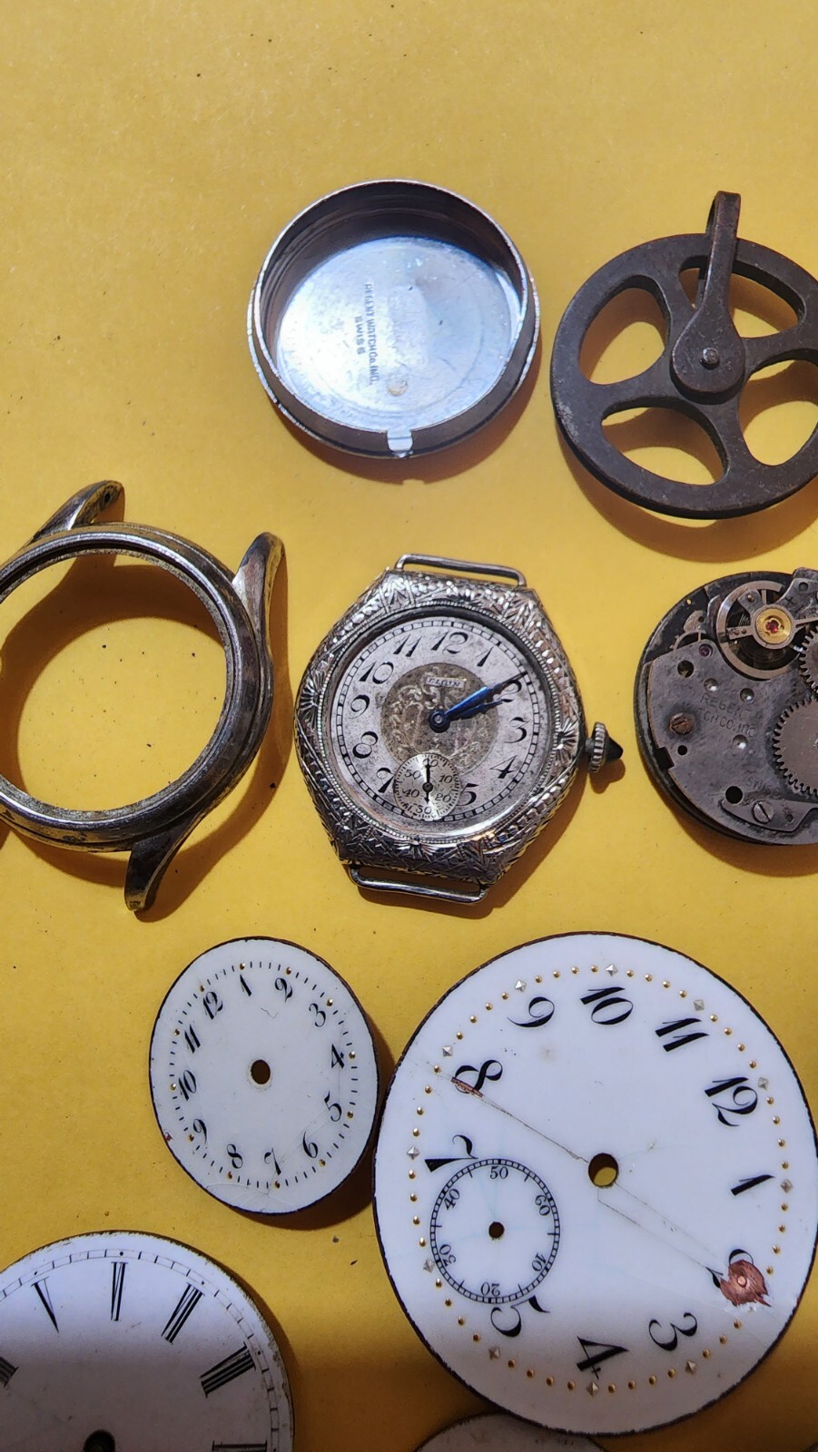vintage watch movement lot for scrap,repurpose or parts,Waltham, Elgin etc A4