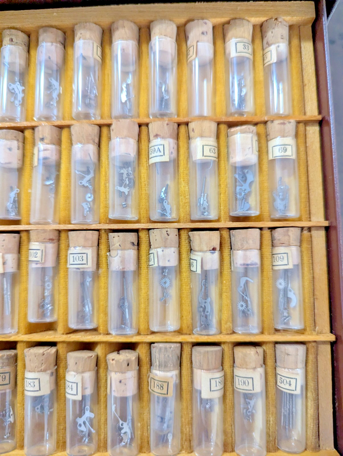 Assortment of Watch Parts – Swartchild & Company Metal Cabinet – 100s of Parts