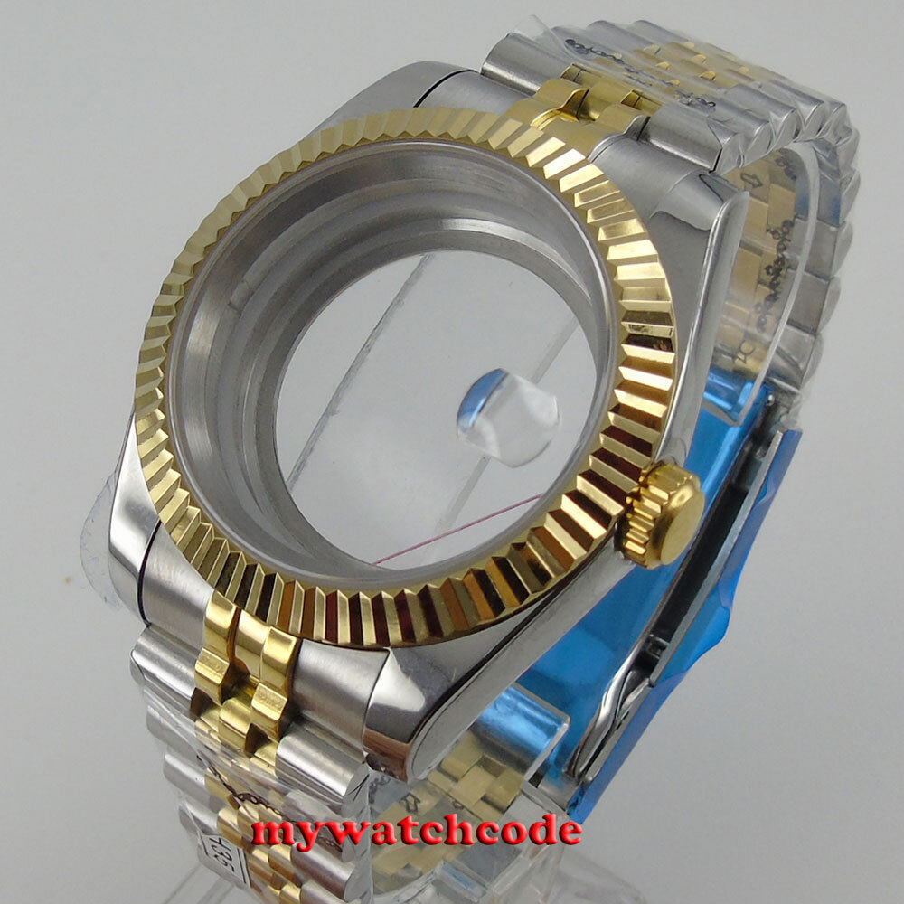 36mm 39mm Sapphire Glass Two Tone Watch Case fit NH35 NH36 miyota 8215 2813 2824