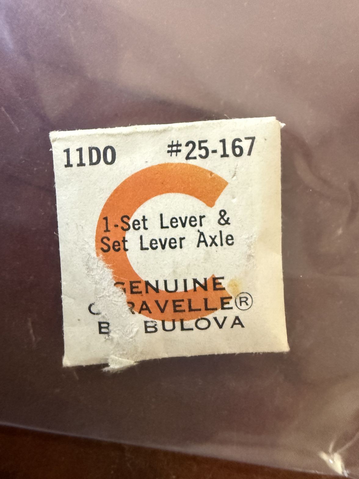 Bulova 11DO Set Lever & Set Lever Axle #25-167 NOS Genuine Vintage Watch Part