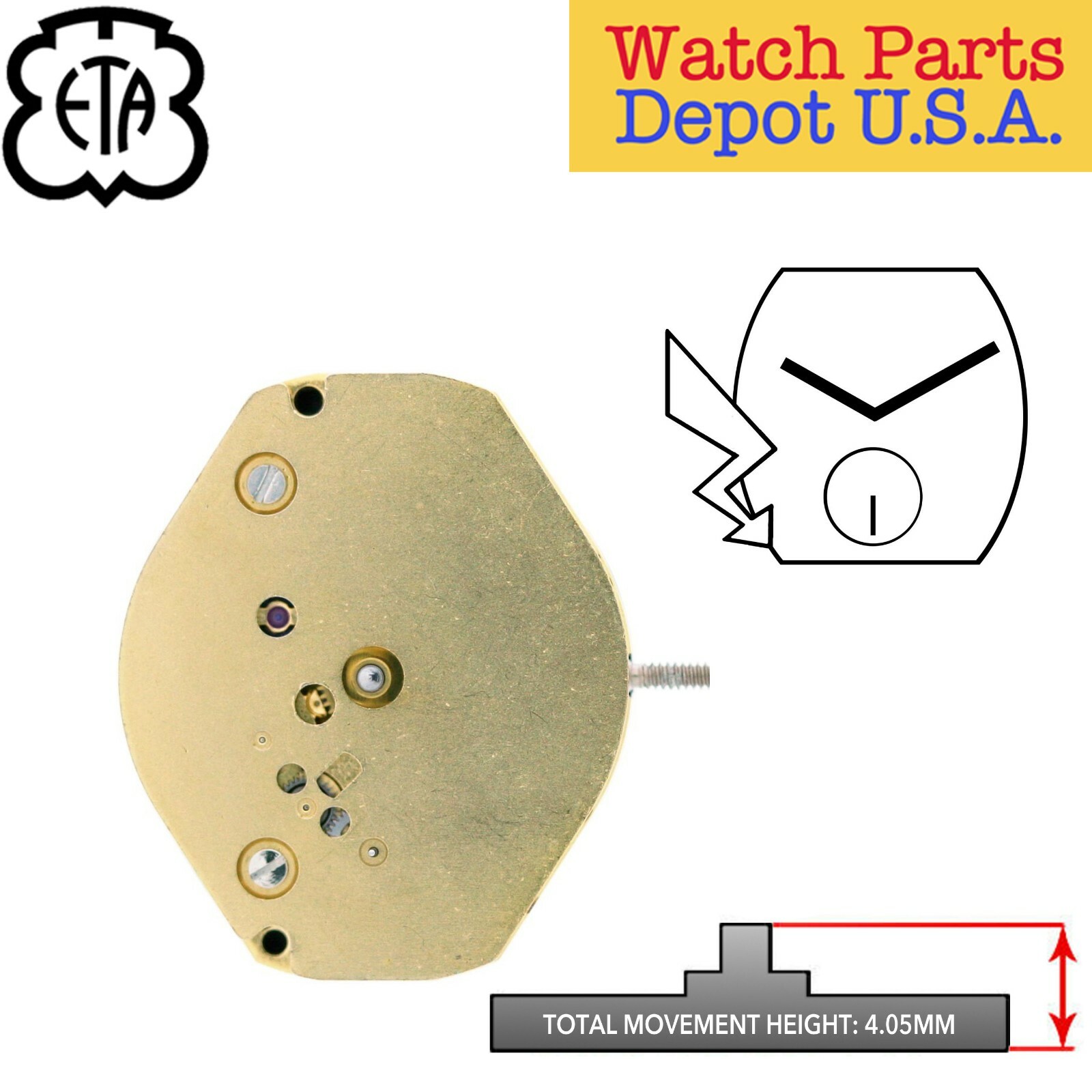 Genuine ETA 902.501 Swiss Made Quartz Movement, Small Second at 6 – NEW!