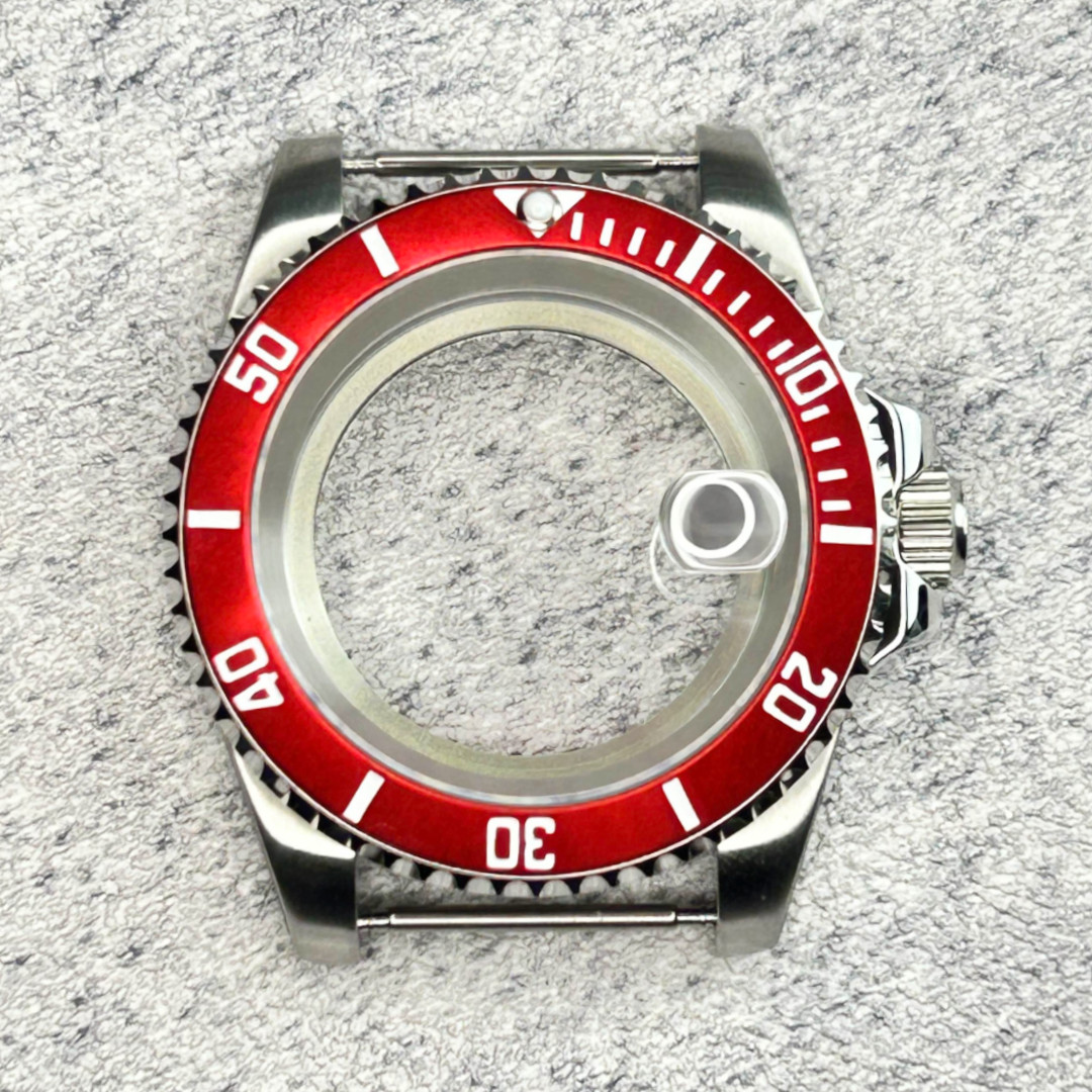 40mm Red Bezel Sapphire Glass 200M Waterproof Watch Case Fit NH34 NH35 NH36 Mod