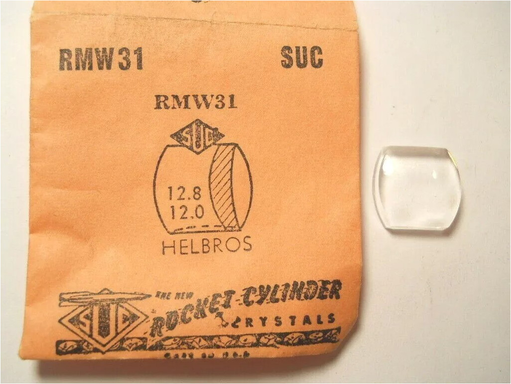 SUC RMW31 Watch Crystal For Helbros – 12.8 x 12.0 mm – Replacement / Repair Part