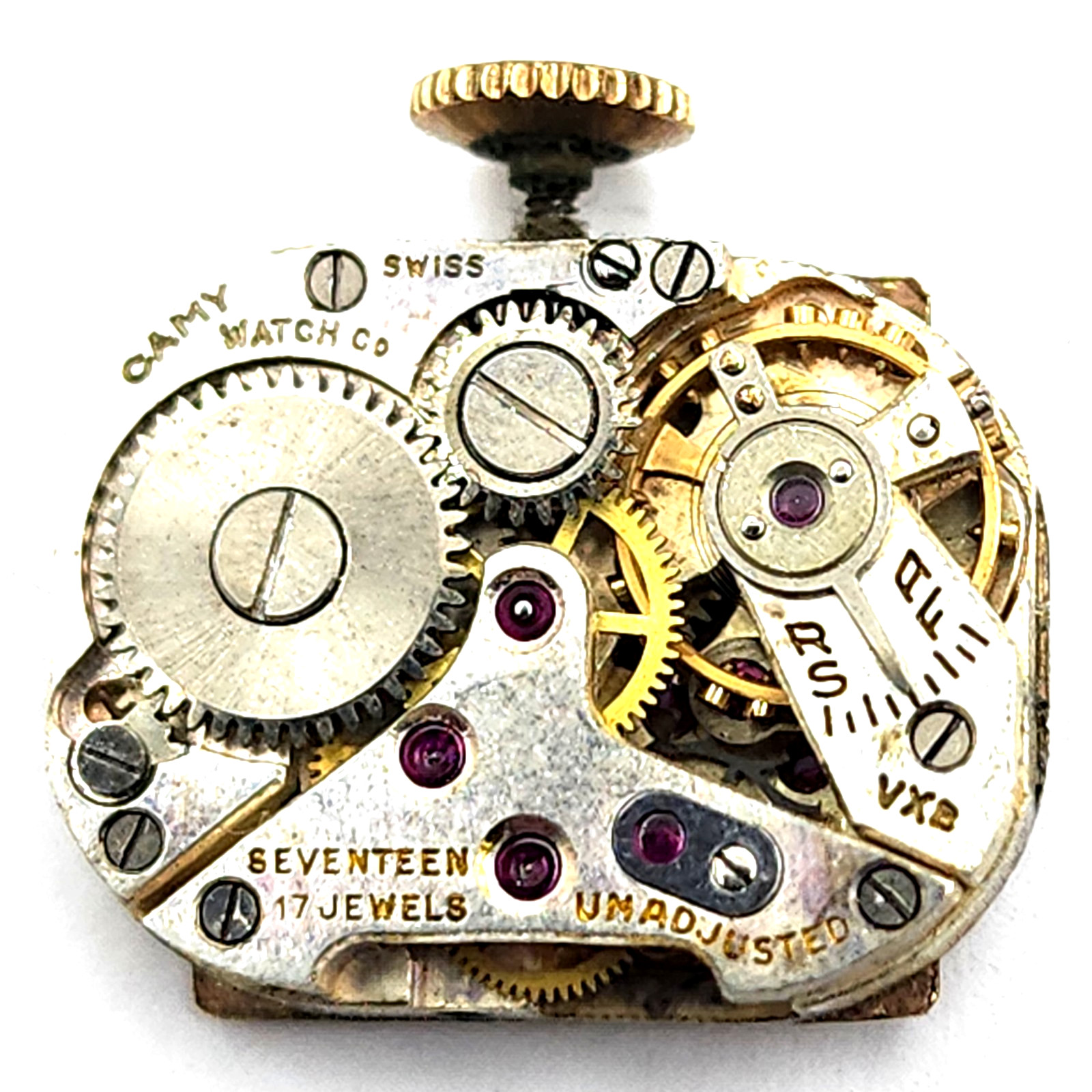 Antique Camy Swiss Watch Movement 17 Jewels Working For Parts or Repair #W608
