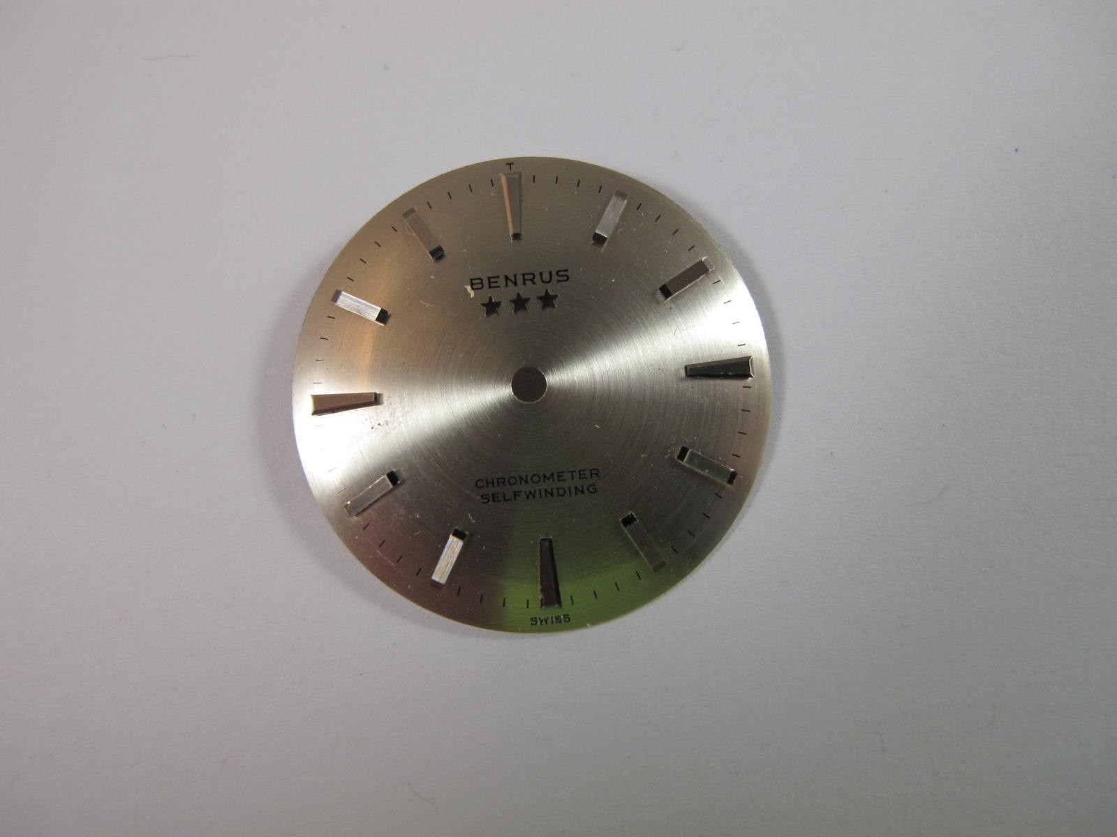 BENRUS 3 STAR SILVER DIAL FOR SLEF WINDING CHRONOMETER 28MM OLD STOCK