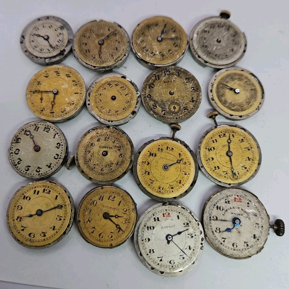 (16) Small Watch Movement Lot Parts/Repair/Crafts (M1)