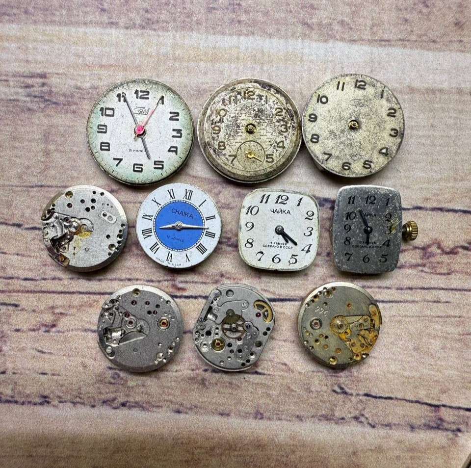 Dial with watch mechanism 31 pcs, beam and seagull USSR non-working.