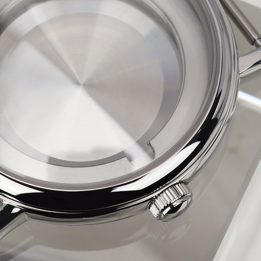 Sapphire Crystal 40mm Pilot Watch Case Steel Polished 10ATM For ETA2824 Movement
