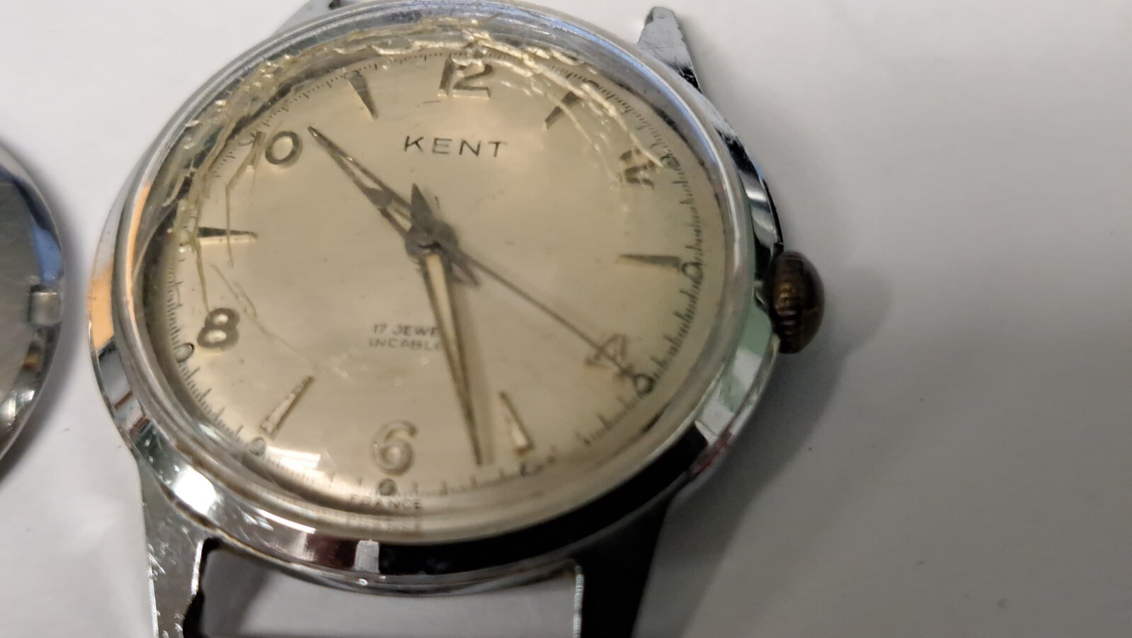 Vintage Kent watch movement winding with dial, runs, 17 rubis/jewels France
