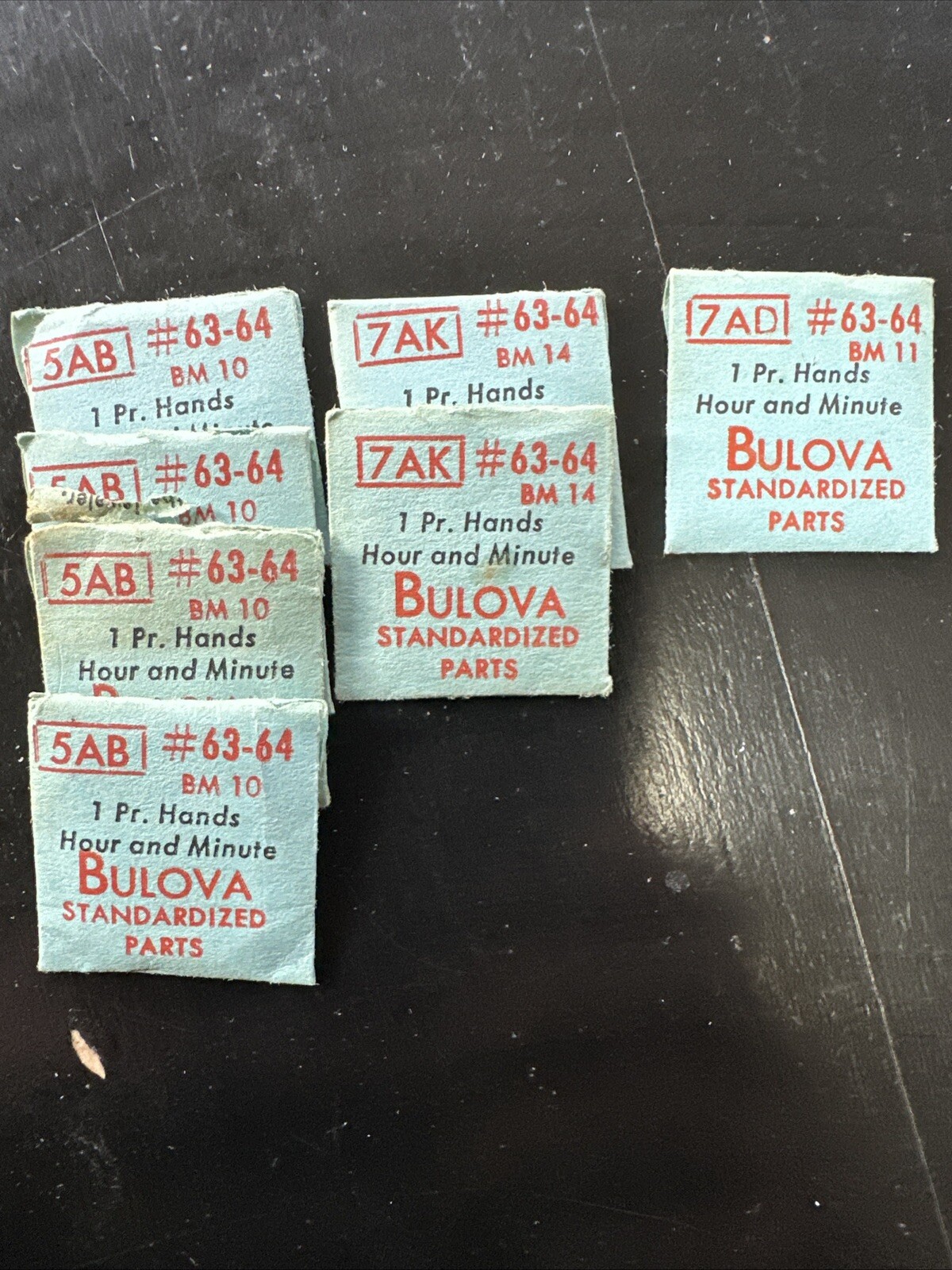 Gen. Bulova #63-64 5AB, 7AK & 7AD 1 Pair Hour & Minute Watch Hands NOS Pick one