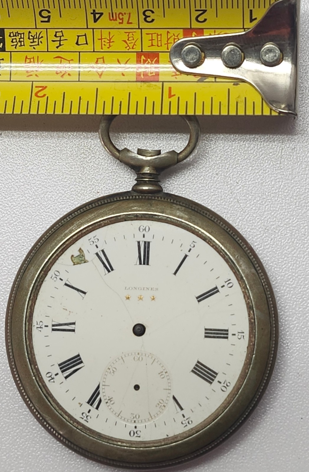 Longines Pocket Watch 19.75N Movement 3-Star Dial – For Parts/Repair
