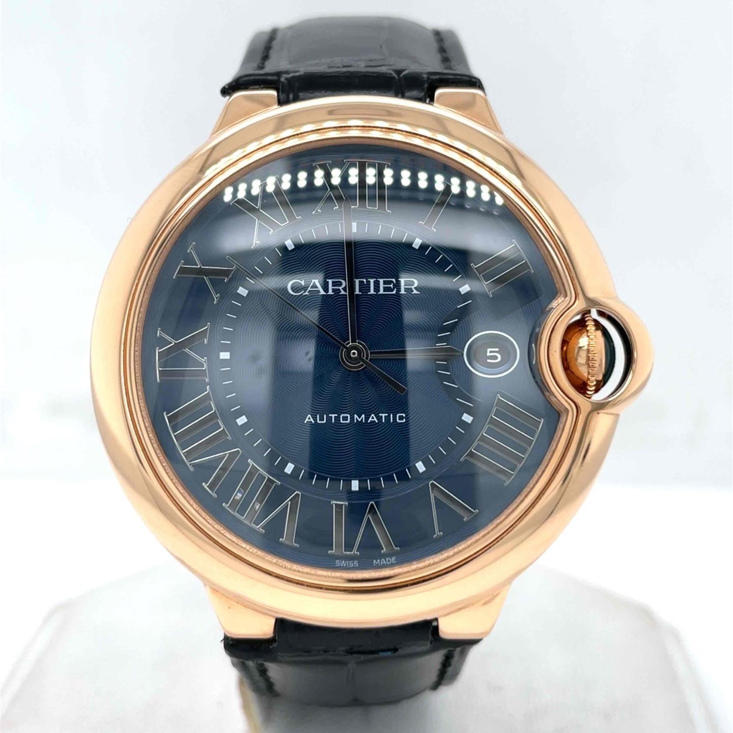 Cartier Ballon Bleu Automatic 42mm 18k Rose Gold Blue Dial Men’s Watch WGBB0036