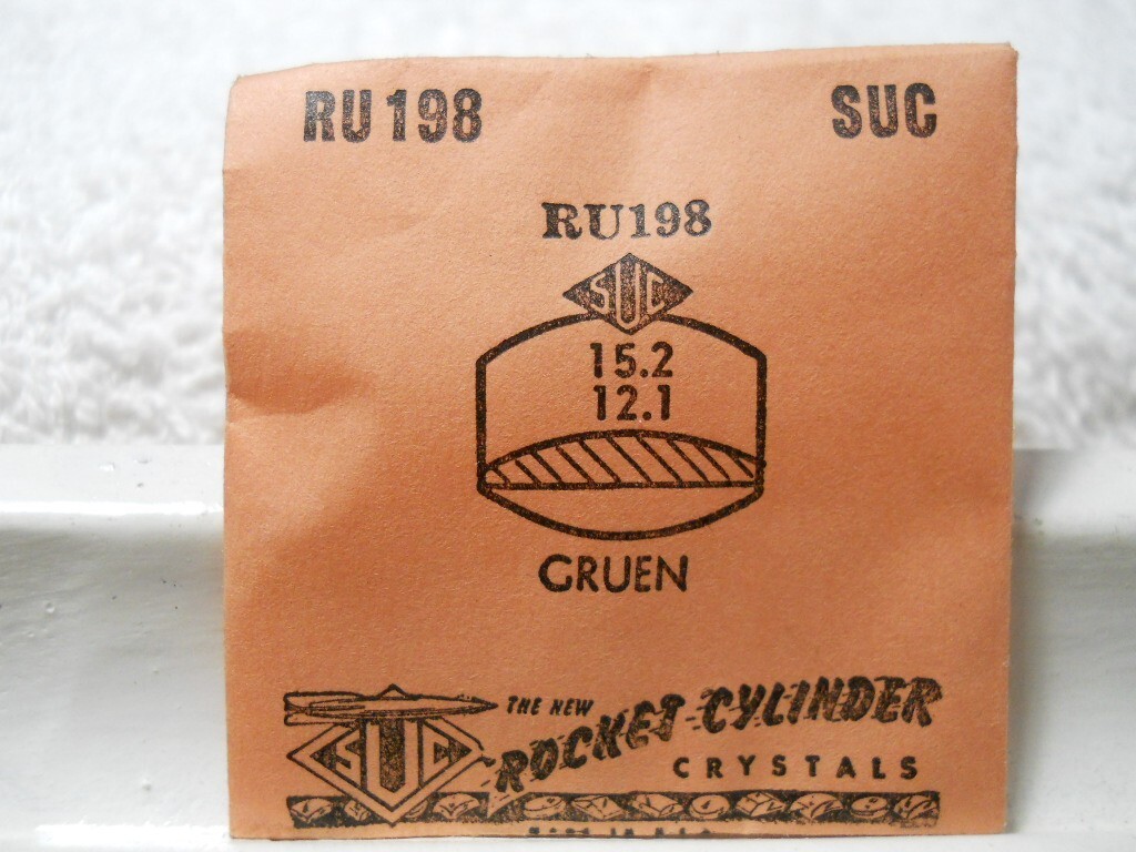 SUC RU198 Watch Crystal For Gruen – 15.2 x 12.1 mm – Factory Replacement Repair