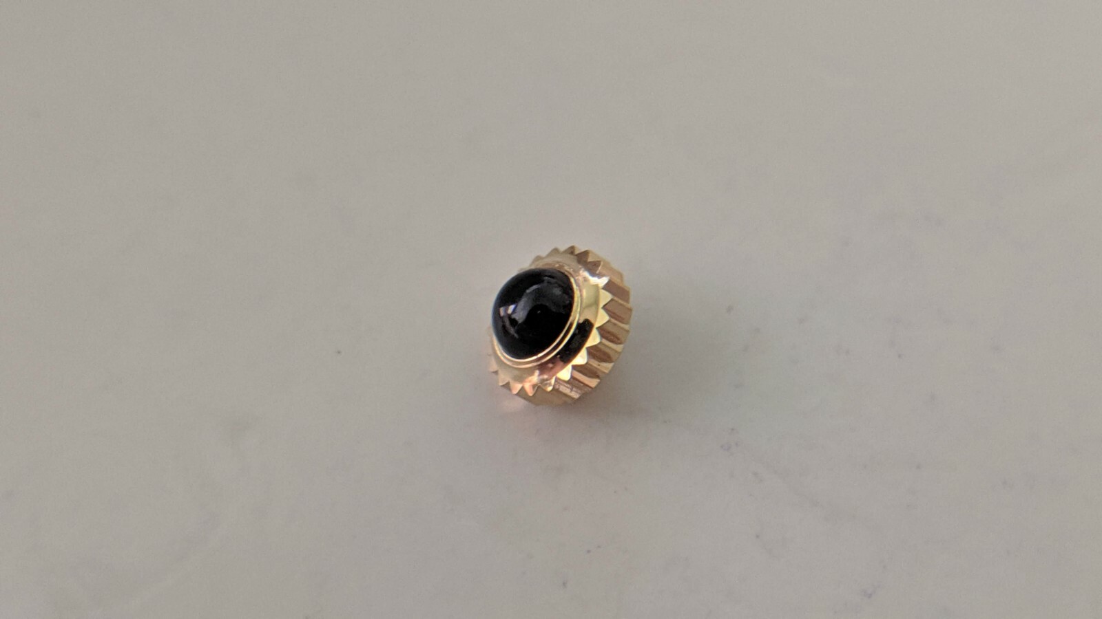 Unbranded crown 4mm yellow w/black stone, gold-filled, watch crown, tap 9