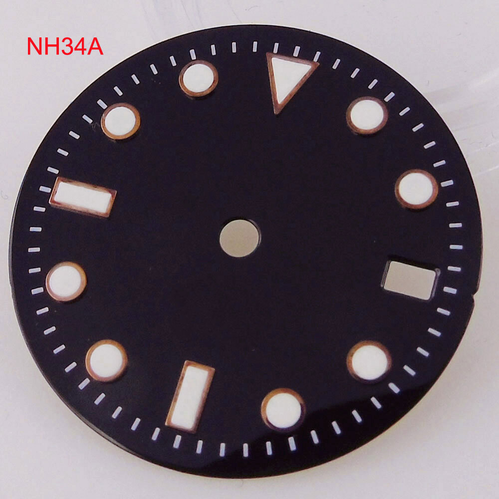 Luminous Black Green Blue 29mm Watch Dial Face fit NH34A NH34 GMT Automatic Movt