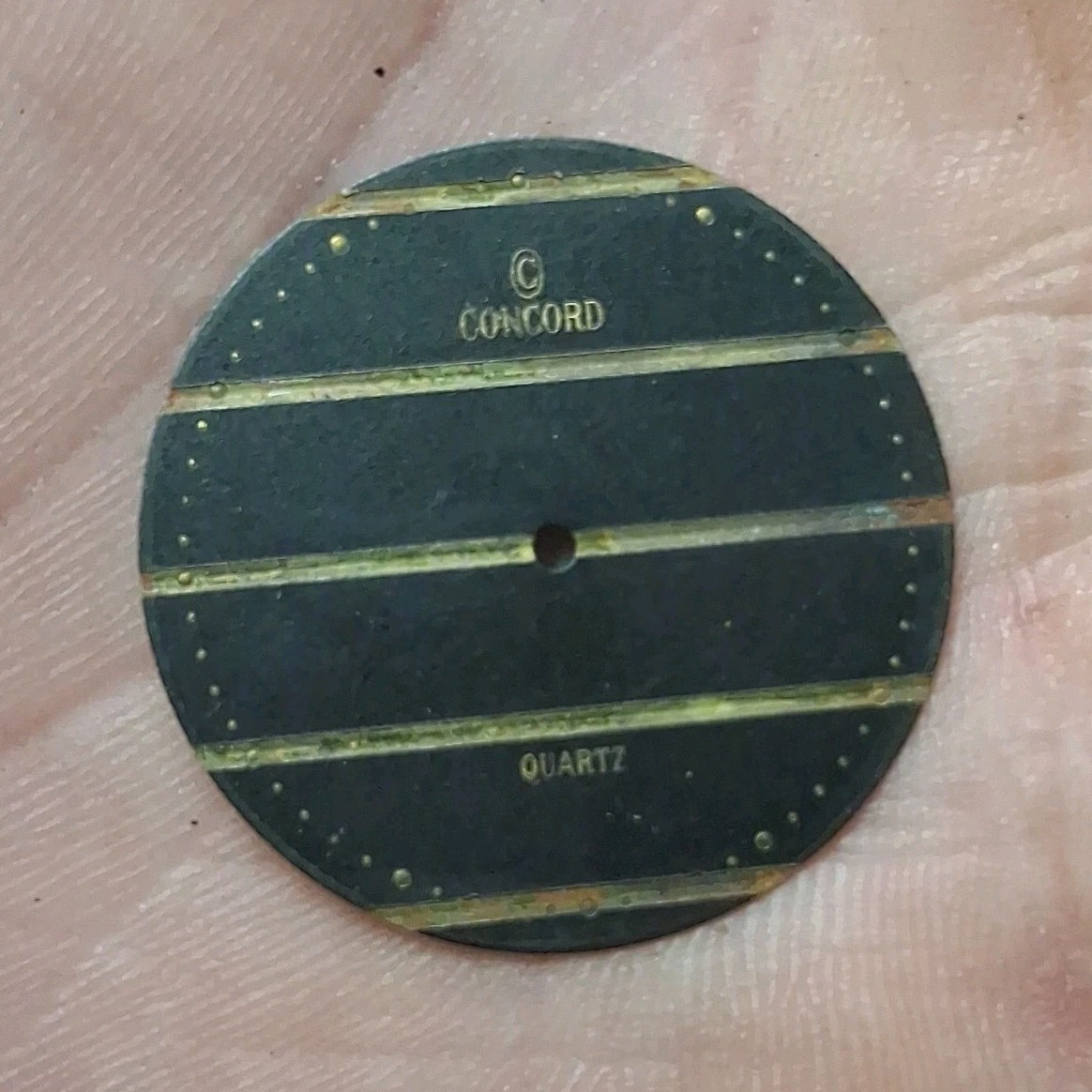 Concord Black Dial Face Plate w/ Gold Stripe Accents, Non-Numeric Hour Marks