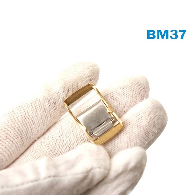 Original Buckle -Metal Band-Swiss Made-Gold Color -Size:16mm- Acier Inox#BM37.