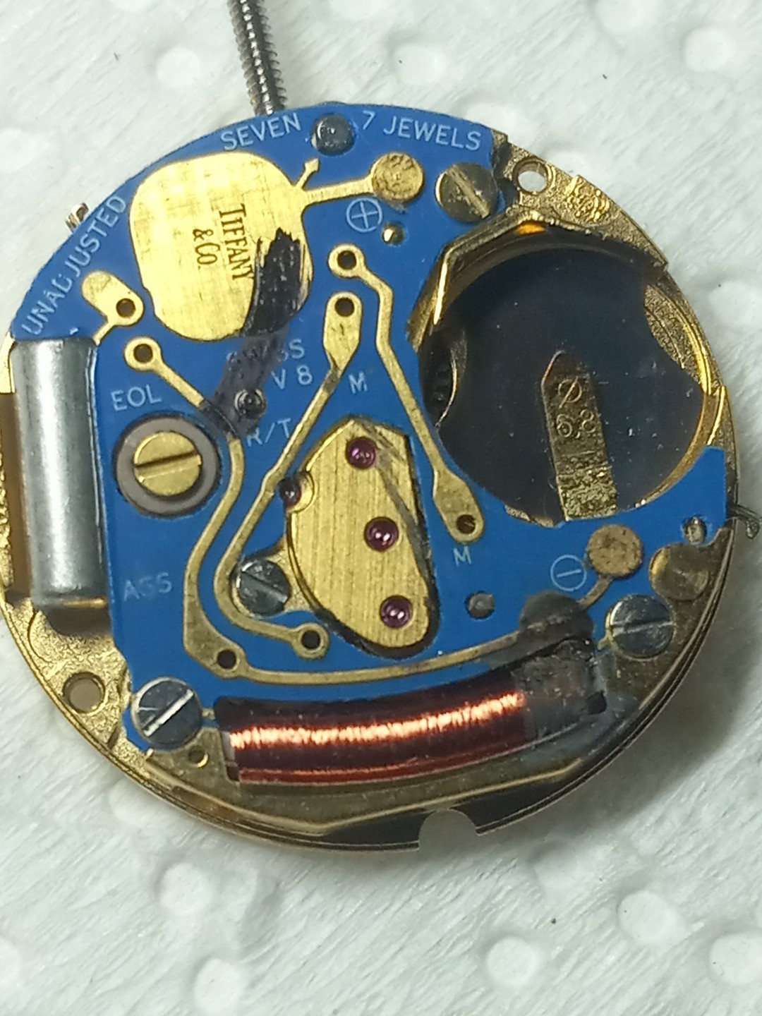 Tiffany & Co. Watch Movement 956112 Swiss Made With Stem For Parts / AS IS