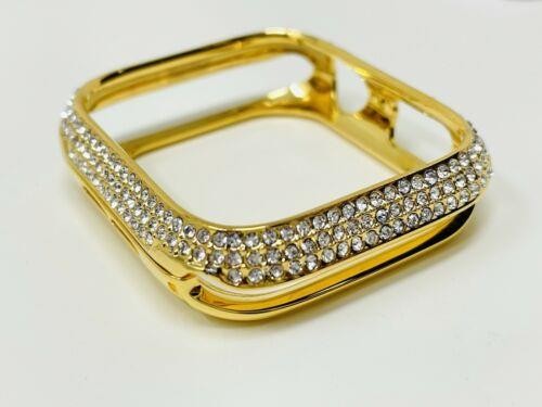 Custom 24k Gold Plated Case For Apple Watch 46 Series 10 11 Diamond Rhinestones