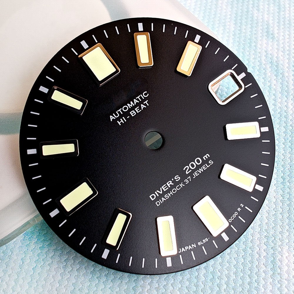 28.5mm 62MAS Sun pattern Watch Dial Green Luminous for NH35 NH36 4R Movement