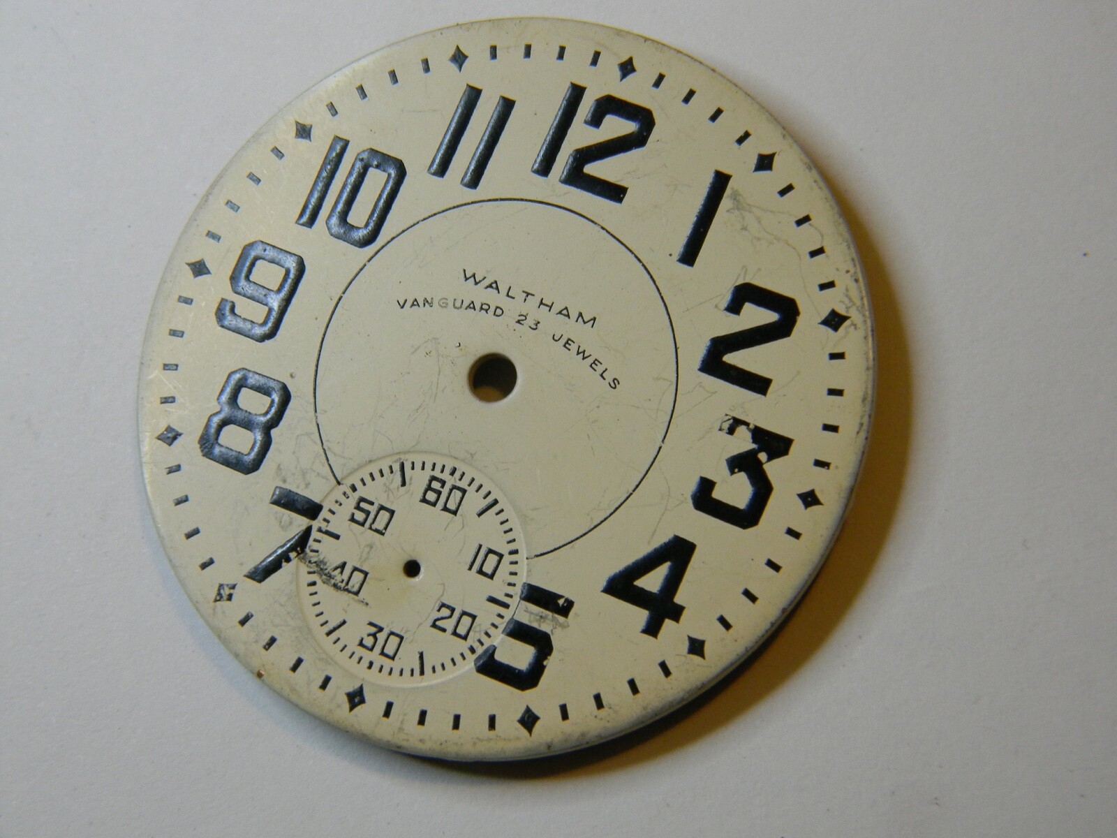 VINTAGE WALTHAM VANGUARD 23J POCKET WATCH DIAL – 42.4mm DIAMETER
